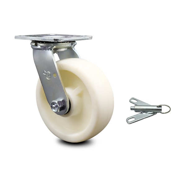 6 Inch Nylon Swivel Caster with Roller Bearing and Swivel Lock